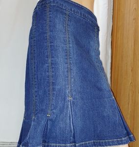 The Limited dark denim midi fitted with slight flare